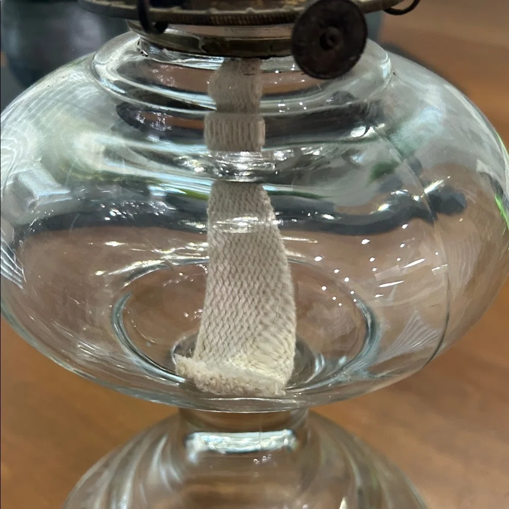 Vintage Clear Glass Oil Lamp